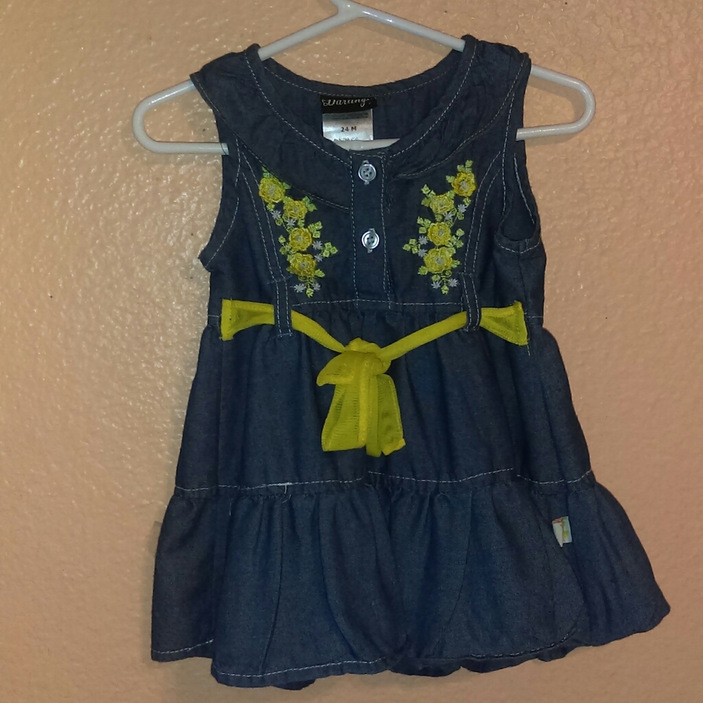 DDG Darlings denim look embroidered dress